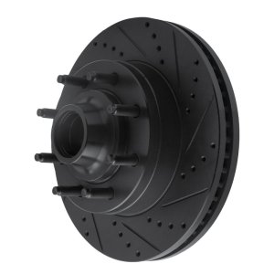 Ford E-250 Brake Rotor (1) - Front Right - R1 Concepts - Drilled & Slotted - Black - `08-`25